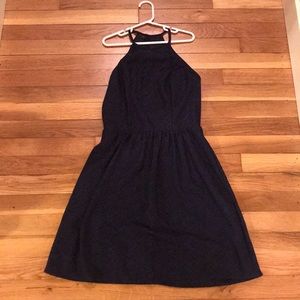 City Triangles navy blue lace halter top dress